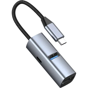 Hub USB-C Mobile Origin CompactHub, 3w1, HDMI 4K/30Hz, USB-C PD 100W, USB-A 5Gb/s, szary