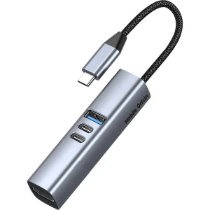 Hub USB-C Mobile Origin CompactHub, 7w1, HDMI 4K/30Hz, 3× USB-C, USB-A 5Gb/s, SD/microSD, szary