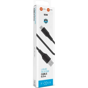 Kabel Fixed Liquid Silicone USB-A do USB-C, 60W, 0,3 m, czarny