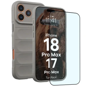 Pancerne etui + szkło hartowane Bizon Tur Pack do iPhone 18 Pro Max / 17 Pro Max, jasnoszare