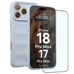 Pancerne etui + szkło hartowane Bizon Tur Pack do iPhone 18 Pro Max / 17 Pro Max, jasnoniebieskie