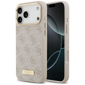 OUTLET: Etui Guess 4G Logo Plate do MagSafe do iPhone 17 Pro Max, różowe