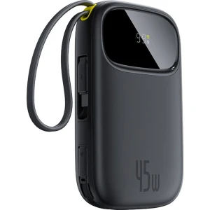OUTLET: Powerbank z wyświetlaczem Baseus EnerFill FC31 20000mAh, 45W, USB-A, USB-C, kable USB-C, Lightning, czarny