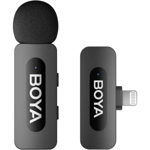 OUTLET: Mikrofon bezprzewodowy do iPhone'a z Lightning, BOYA BY-V1 V2.0, 2.4 GHz, czarne