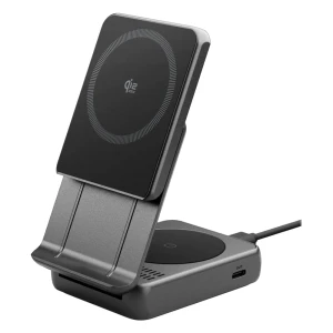 OUTLET: Ładowarka indukcyjna 2w1, Qi 2.2, 35W, Spigen Essential EF302MOQ do MagSafe, kabel USB-C, czarna 