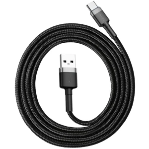 OUTLET: Kabel Baseus Cafule 3A USB-A do USB-C 1m, czarno-szary