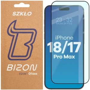 Szkło hartowane Bizon Glass Edge do iPhone 18 Pro Max / 17 Pro Max, czarna ramka