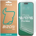 Folia hydrożelowa na ekran Bizon Film Hydrogel Front Duo do iPhone 18 Pro Max / 17 Pro Max / 16 Pro Max, 2 sztuki