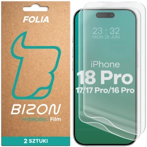 Folia hydrożelowa na ekran Bizon Film Hydrogel Front Duo do iPhone 18 Pro / 17 / 17 Pro / 16 Pro, 2 sztuki