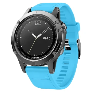 Silikonowy pasek Bizon Strap Watch Silicone Plus do Garmin QuickFit 22 mm, błękitny