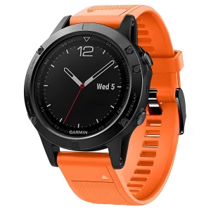 Silikonowy pasek Bizon Strap Watch Silicone Plus do Garmin QuickFit 22 mm, pomarańczowy