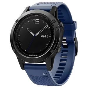 Silikonowy pasek Bizon Strap Watch Silicone Plus do Garmin QuickFit 26 mm, granatowy