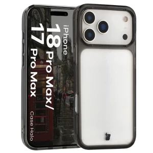 Etui Bizon Case Halo do iPhone 18 Pro Max / 17 Pro Max, przydymione-czarne