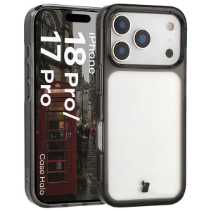 Etui Bizon Case Halo do iPhone 18 Pro / 17 Pro, przydymione-czarne