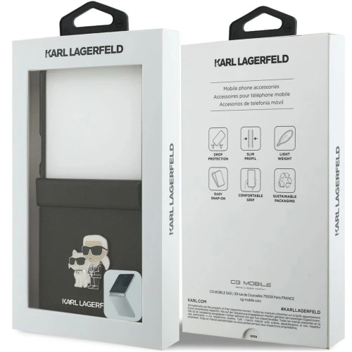 Etui Karl Lagerfeld Karl Lagerfeld Saffiano Pins do Galaxy Z Flip8, czarne