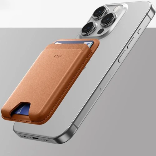 Portfel na karty z blokadą RFID ESR Magnetic Wallet do MagSafe, brązowy (3/11)