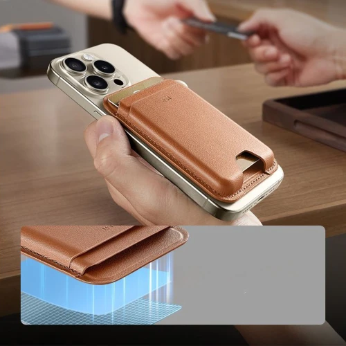 Portfel na karty z blokadą RFID ESR Magnetic Wallet do MagSafe, brązowy (10/11)