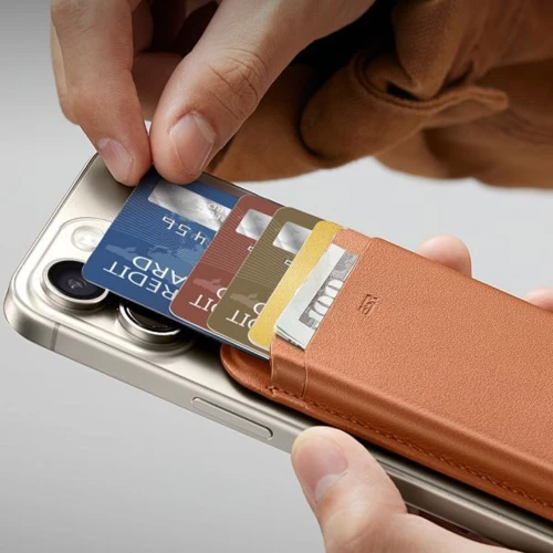 Portfel na karty z blokadą RFID ESR Magnetic Wallet do MagSafe, brązowy (11/11)
