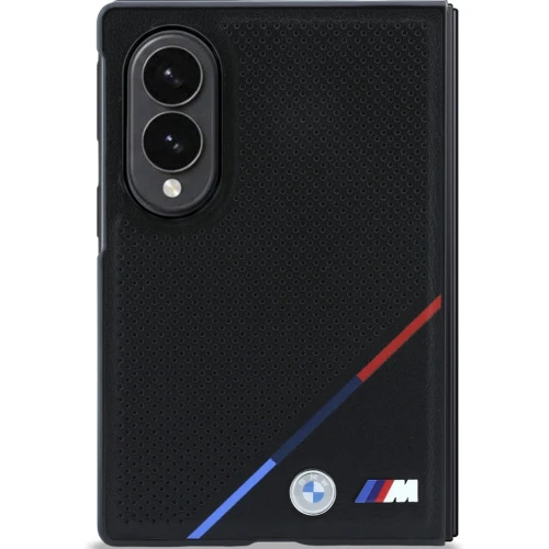 Etui BMW M Leather Perforated Tricolor Stripe Metal Logos MagSafe do Galaxy Z Fold8, czarne (2/7)