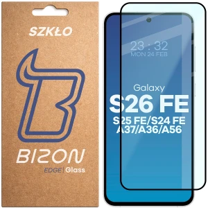 Szkło hartowane Bizon Glass Edge do Galaxy S26 FE / S25 FE 5G / S24 FE 5G / A37 5G / A36 5G / A56 5G, czarna ramka