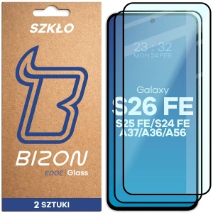 Szkło hartowane Bizon Glass Edge Duo do Galaxy S26 FE / S25 FE / S24 FE / A37 5G / A36 5G / A56 5G, czarna ramka, 2 sztuki