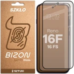 Matowe szkło hartowane Bizon Glass Matte Duo do Oppo Reno16 F / Reno16 FS, czarna ramka, 2 sztuki
