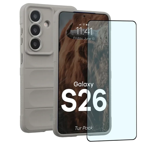 Pancerne etui + szkło hartowane Bizon Tur Pack do Galaxy S26, jasnoszare (1/10)