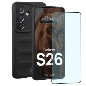 Pancerne etui + szkło hartowane Bizon Tur Pack do Galaxy S26, czarne