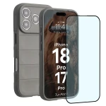 Pancerne etui + szkło hartowane Bizon Tur Pack do iPhone 18 Pro / 17 Pro, jasnoszare