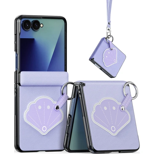 Etui ze smyczką Dux Ducis Luvy do Galaxy Z Flip8, fioletowe z muszelką (2/7)