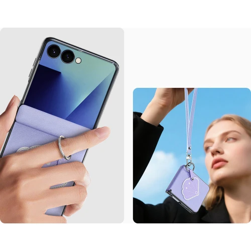 Etui ze smyczką Dux Ducis Luvy do Galaxy Z Flip8, fioletowe z muszelką (3/7)