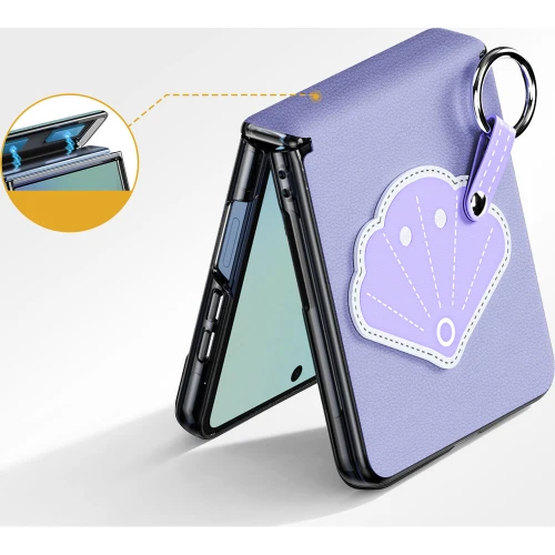 Etui ze smyczką Dux Ducis Luvy do Galaxy Z Flip8, fioletowe z muszelką (4/7)