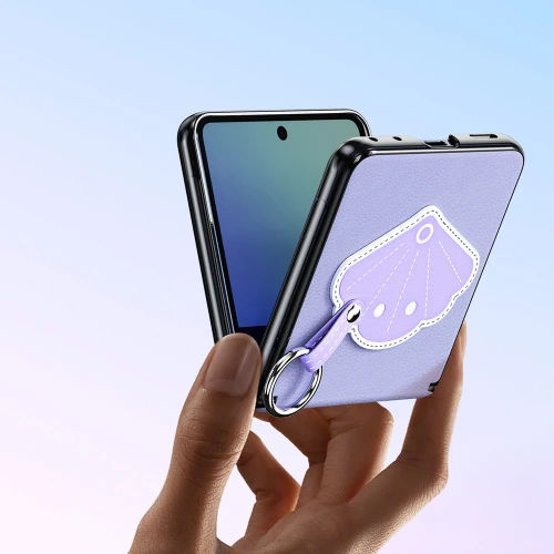 Etui ze smyczką Dux Ducis Luvy do Galaxy Z Flip8, fioletowe z muszelką (5/7)