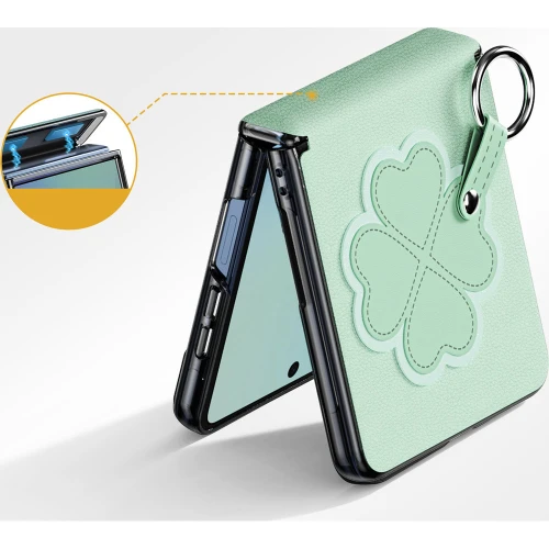 Etui ze smyczką Dux Ducis Luvy do Galaxy Z Flip8, zielone z koniczyną (4/7)