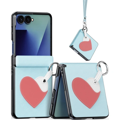 Etui ze smyczką Dux Ducis Luvy do Galaxy Z Flip8, niebieske z różowym sercem (2/7)