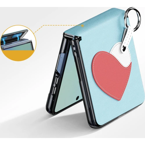 Etui ze smyczką Dux Ducis Luvy do Galaxy Z Flip8, niebieske z różowym sercem (4/7)
