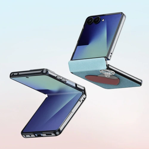 Etui ze smyczką Dux Ducis Luvy do Galaxy Z Flip8, niebieske z różowym sercem (6/7)