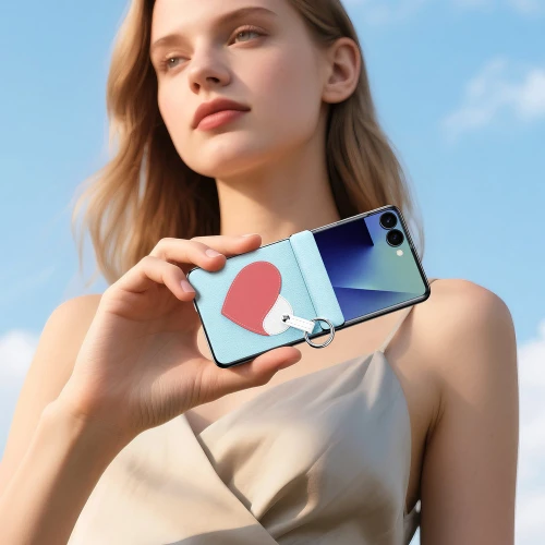 Etui ze smyczką Dux Ducis Luvy do Galaxy Z Flip8, niebieske z różowym sercem (7/7)