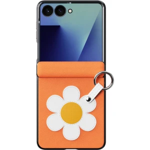 Etui ze smyczką Dux Ducis Luvy do Galaxy Z Flip8, pomarańczowe ze stokrotką