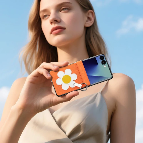 Etui ze smyczką Dux Ducis Luvy do Galaxy Z Flip8, pomarańczowe ze stokrotką (7/7)
