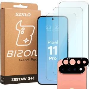 3x Szkło hartowane + szybka na aparat Bizon Glass Clear Pack do Google Pixel 11 Pro