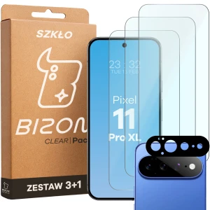 3x Szkło hartowane + szybka na aparat Bizon Glass Clear Pack do Google Pixel 11 Pro XL