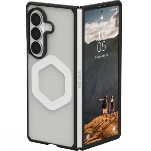 Etui Urban Armor Gear Mouve do MagSafe do Galaxy Z Fold8 Ultra, przezroczyste z czarną ramką