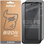 Prywatyzujące szkło hartowane Bizon Glass Edge Shadow Duo do Galaxy S26 FE / S25 FE / S24 FE / A37 5G / A36 5G / A56 5G, przyciemniane z czarną ramką, 2 sztuki