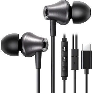 Słuchawki przewodowe dokanałowe, USB-C, Ugreen EP105, czarne