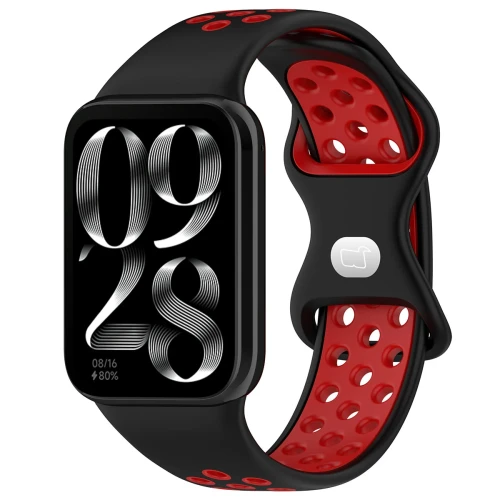 Pasek Bizon Strap Watch Octo do Xiaomi Redmi Watch 4 / 6 / 5, Xiaomi Smart Band 8 Pro / 9 Pro / 10 Pro, czarno-czerwony (1/6)
