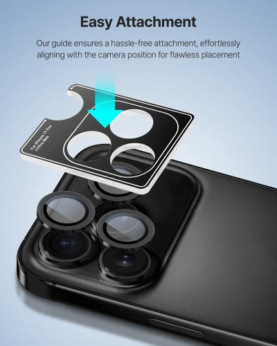 Szkło ochronne na obiektyw aparatu do iPhone 17 Pro / Max, Whitestone CLenZ Camera Protector, 1 komplet (4/6)