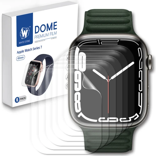 Folia ochronna TPU na ekran do Apple Watch 9 / 8 / 7 (45 mm), Whitestone Dome Premium Film, 6 szt.