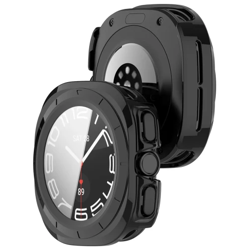 Etui ze szkłem do zegarka Bizon Case Watch Adamo do Galaxy Watch Ultra 2 47mm (2026), czarne (1/8)