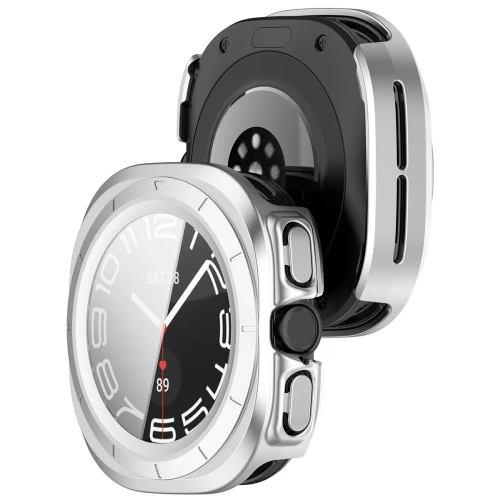 Etui ze szkłem do zegarka Bizon Case Watch Adamo do Galaxy Watch Ultra 2 47mm (2026), satynowo srebrne (1/8)